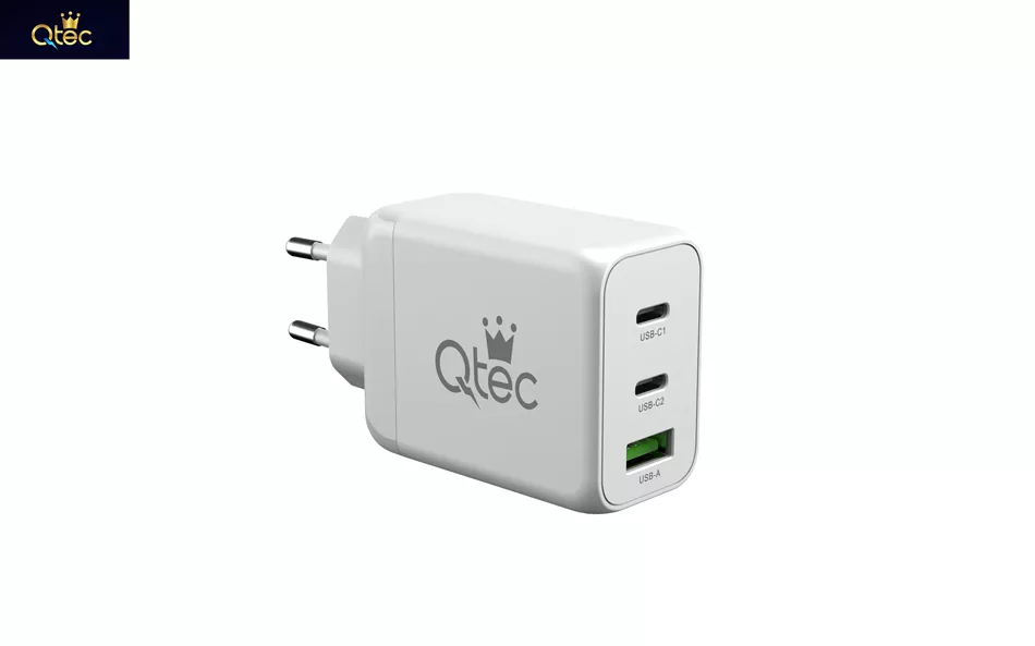 מטען סופר מהיר GaN 65W מבית QTEC כולל כבל 1.5מטר TYPE C