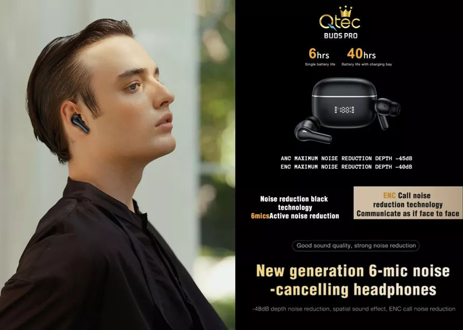 אוזניות בלוטות' Bluetooth דגם Qtec Buds Pro