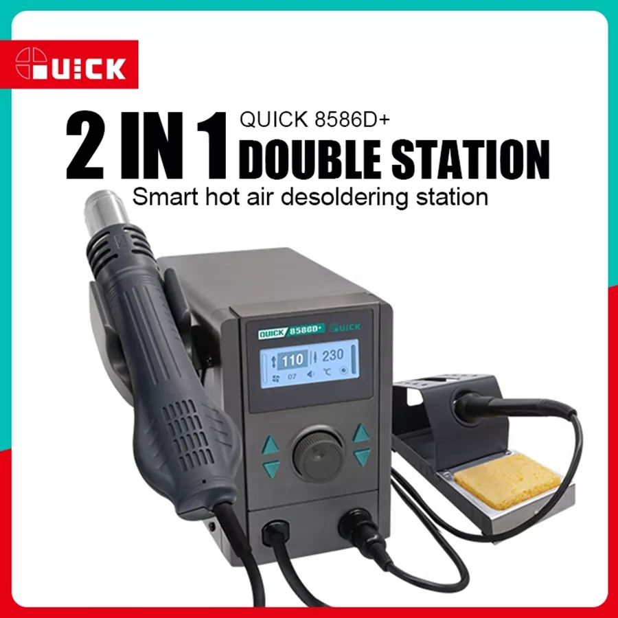 תחנת הלחמה משולבת מלחם + בלאוור דגם Quick 8586D+