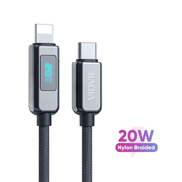 כבל TYPE C לייטנינג עם צג דיגיטלי מבית VIDVIE CB4005