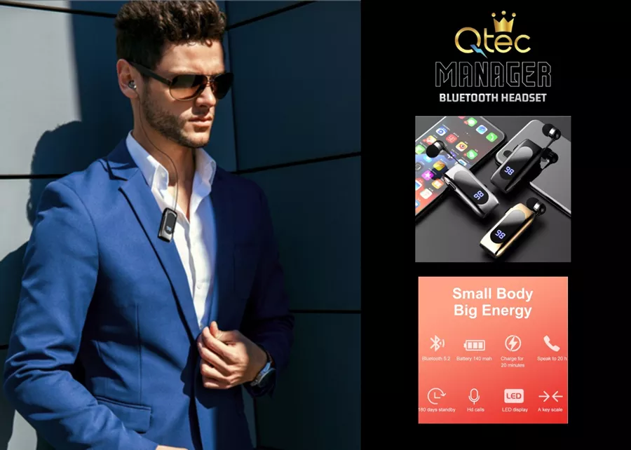 אוזניית בלוטות' Bluetooth דגם Qtec Manager