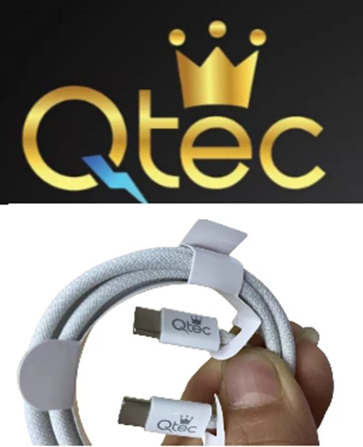 כבל טעינה ונתונים Type C - Type C באורך 1 מטר Qtec