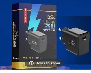 מטען מהיר 25W מבית QTEC כולל כבל TYPE C 1.5 מטר